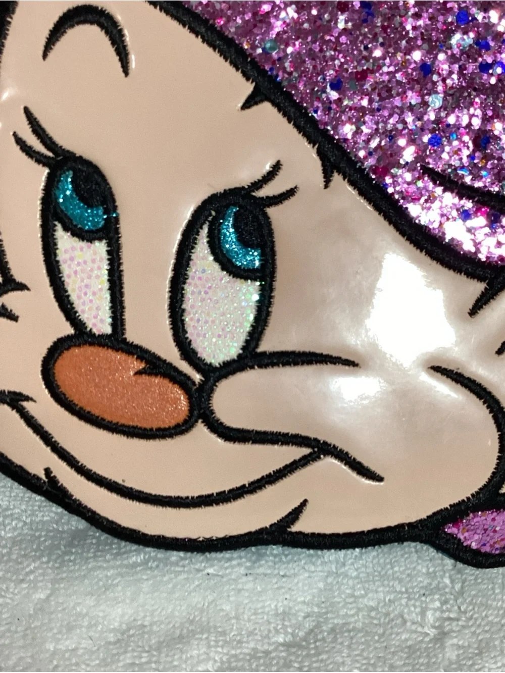 Danielle Nicole Disney Snow White Glitter Dopey Dwarf Kitsch Crossbody Bag READ